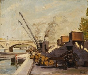 Daruk a Szajnán; Daruk a Szajnán, alkotó: Maximilien Luce