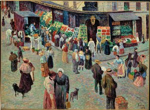 Rue des Abesses, Párizs (akvarell) alkotó: Maximilien Luce