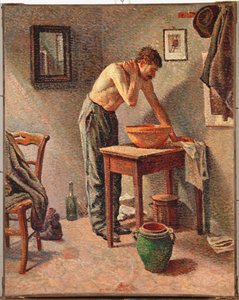 Férfi mosakszik (olaj, vászon) alkotó: Maximilien Luce