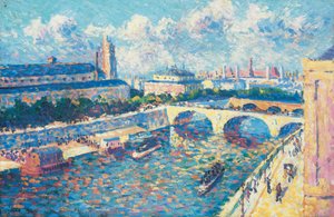 Párizs, a Szajna és a quai de la Mégisserie a quai de l