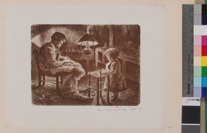 Belső jelenet a lámpa alatt alkotó: Maximilien Luce