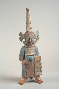 Jelmezes figura Mexikóból, 7-8. század (kerámia, pigment)