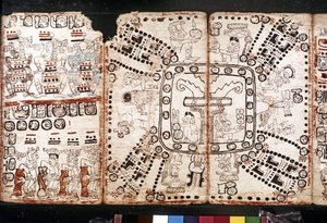 MAYA CIVILIZÁCIÓ: Codex Tro-Cortesiano, 15. század közepe (kéregnövényrost) alkotó: Mayan Mayan