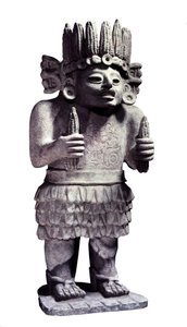 Kolumbiai előtti civilizáció: Maja szobor, amely a szolgálólányok istenét ábrázolja. Párizs, Musee de l