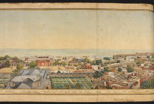 Részlet Delhi panorámájáról alkotó: Mazar or Mazhar Ali Khan