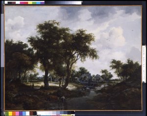 A vízimalom (The Trevor Landscape) (olaj, vászon) alkotó: Meindert Hobbema