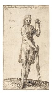 Egy nigériai nő, aki nádszálat tart, 1583 alkotó: Melchior Lorck