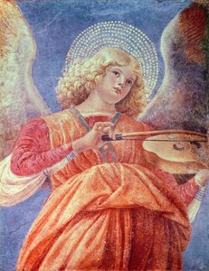 Zenélő angyal hegedűvel (freskó) alkotó: Melozzo da Forli