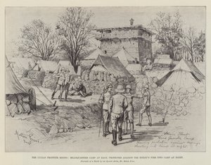 Az Indian Frontier Rising, Bagh-i főhadiszállási tábor, az ellenség tüze ellen védett éjszakai táborba alkotó: Melton Prior