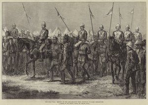 A zulu háború, a nagykövetek visszatérése Cetewayóból Lord Chelmsfordba alkotó: Melton Prior