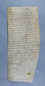 III. Clovis (682-695) kiváltsága a Saint-Denis-i apátságnak 691 (toll és tinta pergamen) alkotó: Merovingian