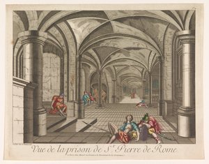 Kilátás a római Mamertine börtön belsejére Vue de la börtön de St. Pierre de Rome (cím a tárgyon) alkotó: Mesard