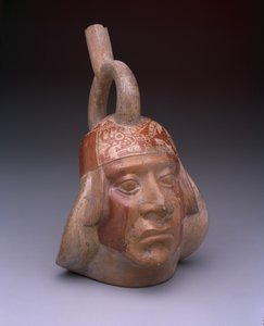 Kengyel-kifolyó edény: álló fej, AD 200-500 (kerámia csúszással)