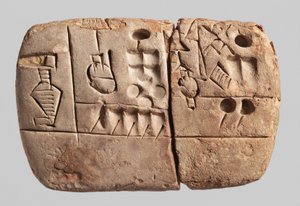 Korai piktogramos ékírásos tábla, Mezopotámia, Uruk, Kr.e. 3100-2900 (agyag)