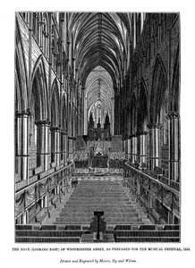 A templomhajó a Westminster Abbeytől keletre néz, 1843 alkotó: Messrs Sly and Wilson