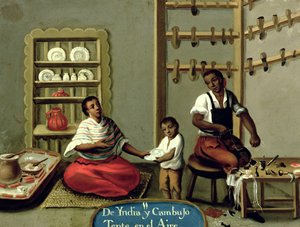 Egy hátsó férfi és amerikai indián felesége, a vegyes házasságokról szóló sorozatból Mexikóban alkotó: Mexican School