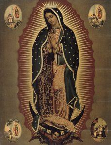 A guadalupe-i Szűz, Mexikó védőszentjének ábrázolása XX. századi nyomat. Homályos. 51x39 cm Musee de la Vallee, Barcelonnette (Alpes de Haute Provence)