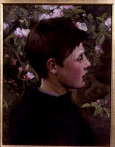 Egy fiú feje (olaj, vászon) alkotó: Mia Arnesby (attributed to) Brown