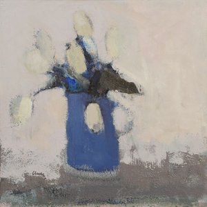 Fehér tulipánkék kancsó, 2017 (olaj, vászon) alkotó: Michael (BACS) Clark