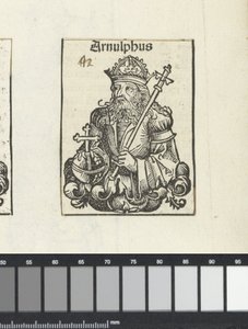 Karintiai Arnulf, Hartmann Skull „Liber Chronicarum” című művéből, Nürnberg alkotó: Michael (workshop of) Wolgemut or Wolgemuth