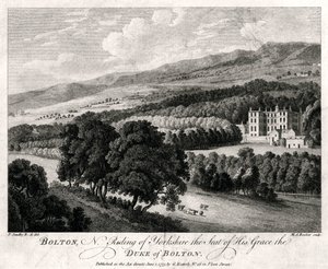 Bolton, Yorkshire északi lovaglása, Őkegyelme, Bolton hercegének székhelye, 1775 alkotó: Michael Angelo Rooker