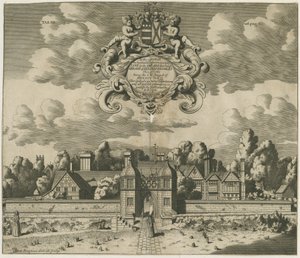 Sandon Hall: metszet, nd [1653-1686] (nyomtatás) alkotó: Michael Burghers