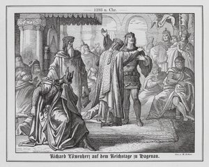 I. Richárd angol király Hagenauban, VI. Henrik szent római császár fogságában. alkotó: Michael Echter