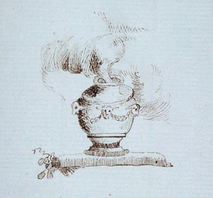 Rajz Michael Faraday vendégkönyvéből (toll és tinta papíron) alkotó: Michael Faraday