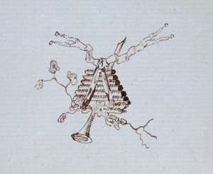 Rajz Michael Faraday vendégkönyvéből (toll és tinta papíron)