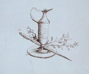 Rajz Michael Faraday vendégkönyvéből (toll és tinta papíron)