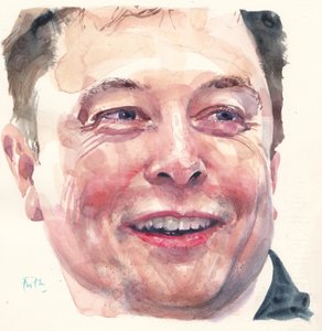 Elon Musk (akvarell)