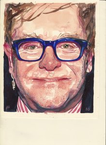 Elton John (akvarell) alkotó: Michael Frith
