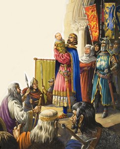 I. Edward király (1239-1307) bemutatja kisfiát (gouache, papír)