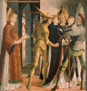 II. Sixtus pápa búcsút vesz Szent Lőrinctől, 1465 körül, Michael Pacher (1430-1498 körül), panel