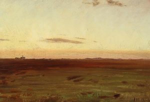 A rét és a dűnék látványa az esti napsütésben. alkotó: Michael Peter Ancher
