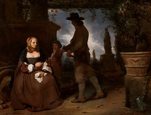 Fiatal pár és egy fiú a kertben, 1650 körül (olaj, vászon) alkotó: Michael Sweerts