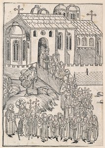 Krisztus zarándokot köszönt, c1491 alkotó: Michael Wolgemut