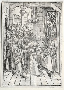 A kincsőrző: Krisztus Kajafás előtt (verso) alkotó: Michael Wolgemut
