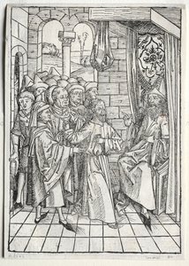 A kincsőr: Krisztus Kajafás előtt, 1491. alkotó: Michael Wolgemut