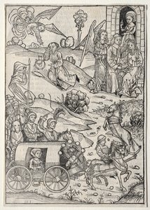 Der Schatzbehalter: Tóbiás visszatérése Tóbithoz; Tóbiás feleségének érkezése; Az angyal ételt és italt hoz Illésnek a sivatagban alkotó: Michael Wolgemut