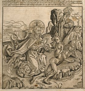 Az Atya Isten megteremtette Évát Ádám bordájából, illusztráció Hartmann Schedel (1440-1514) „Liber Chronicarum” című művéből, amelyet Nürnbergben adtak ki, 1493