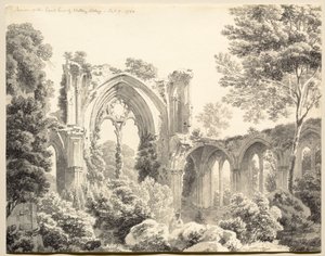 A Nettley Abbey East Enden belül, 1794. alkotó: Michel Angelo Rooker