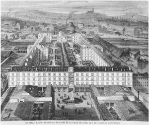 A jelenlegi Hopital Fernand Widal, Párizs, illusztráció a „Le Monde Illustre”-ből, 1867