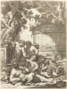 Putti szőlővel és egy ülő Bacchante-val alkotó: Michel Dorigny