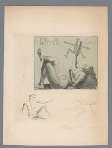 Ex libris van Emil W. Netter alkotó: Michel Fingesten (signed by artist)