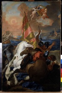 Aix lakói megmentik Marseille-t az aragóniaiak ellen: V. Aragóniai Alfonz (1394-1458) flottája felgyújtja és kifosztotta Marseille-t 1423-ban. Michel Francois Dandré Bardon (1700-1783) festménye. 18. század. Olaj, vászon, 66 x 43 cm. Musee Granet,