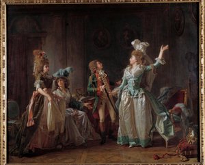Michel Garnier (1753-1819) A sárkány távozása című festménye. 1780 Dim. 0,54 x 0,65 m. Párizs, Musee Carnavalet
