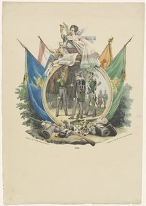 Medallion a Leideni Egyetem önkéntes vadászaival, 1830