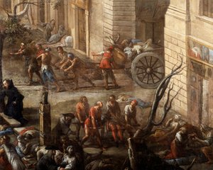 Kilátás a városházára (Marseille) az 1720-as pestisjárvány idején