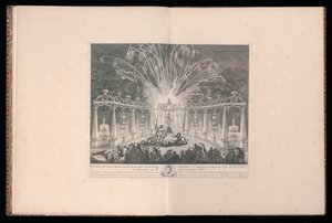 Az Ő kegyelmének, a Dauphinnak szentelt világítás és tűzijáték tervezése Meudonban, 1735. szeptember 3. alkotó: Michel de Bonneval